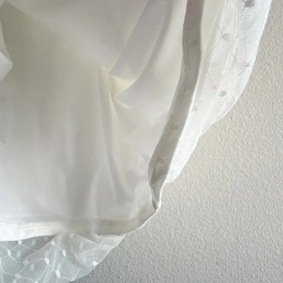 Camila Coelho Eva Mini Dress Ruched Mesh White Ivory Size Medium - Picture 10 of 14